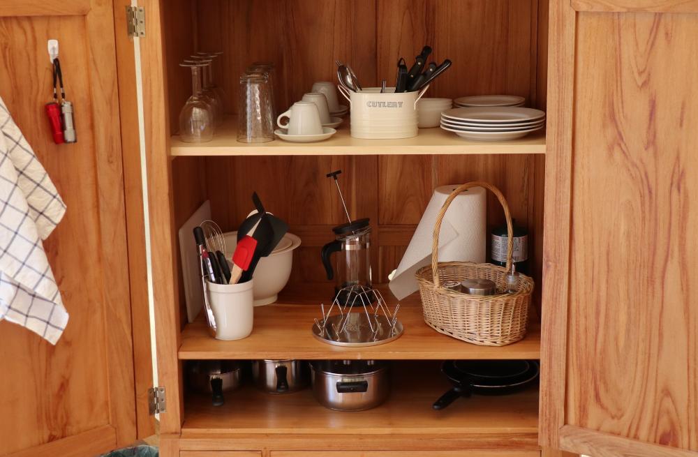 Cookware and dishes included with glamping stay in Nova Scotia