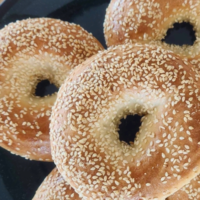 Sesame seed bagels baked fresh