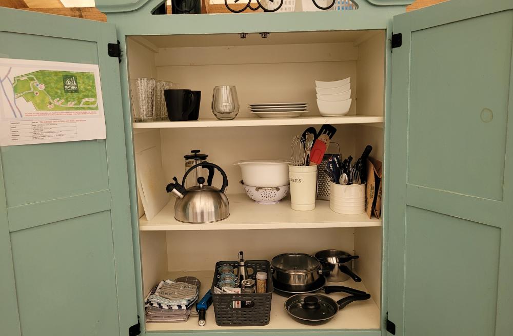 Cookware included with Cherry Tent glamping stay